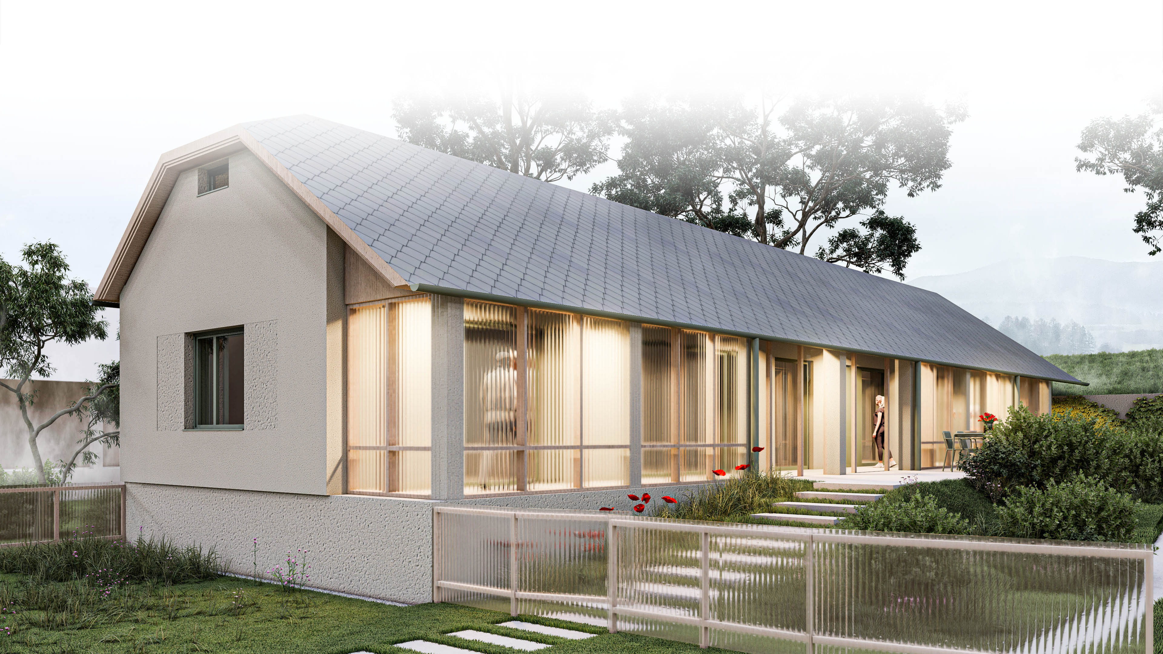 Family house with a porch