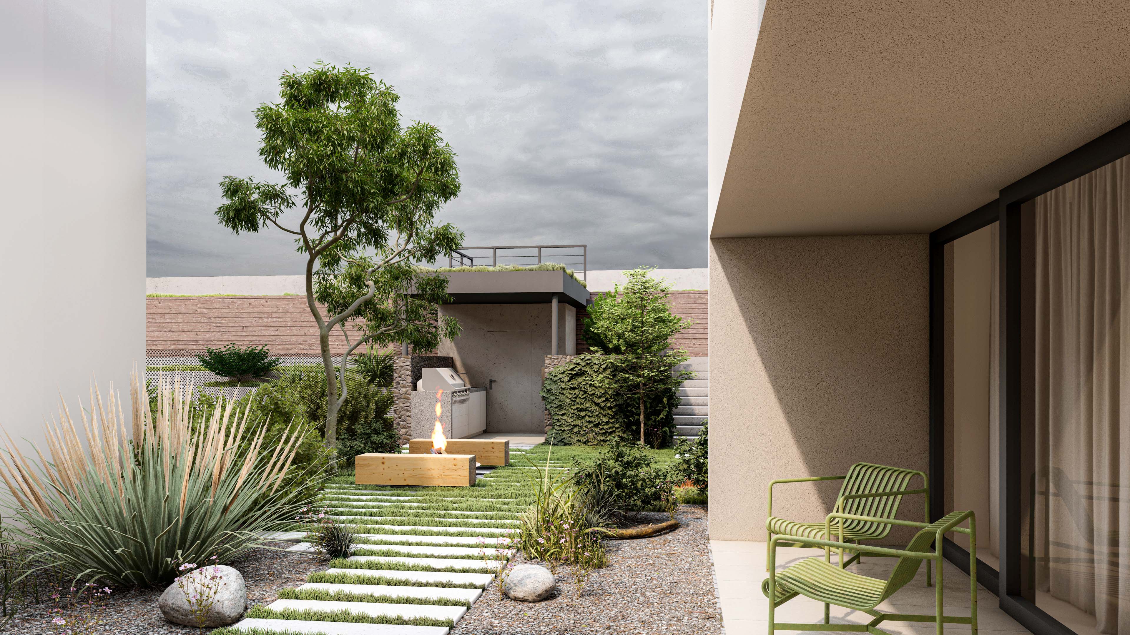 Garden in a Row House Development